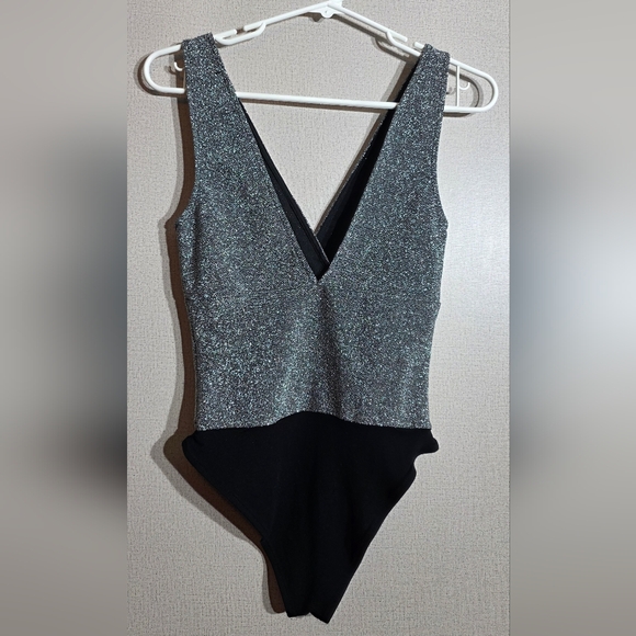 Zara Glittery Silver and Black Kids Bodysuit - Picture 3 of 4